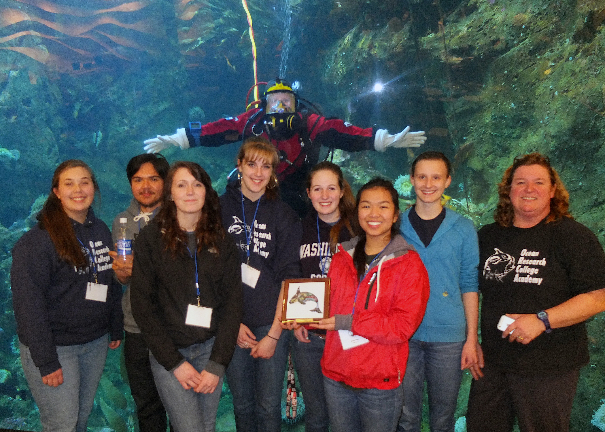 2014 champions ORCA team 'A' after the awards ceremony at the Seattle Aquarium.