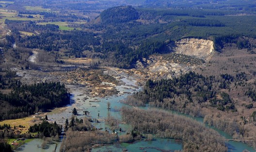 View of Oso landslide from the air