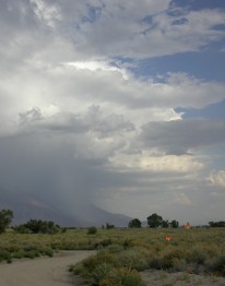 Photo of a thunderstorm in Owens Valley, California. The butterflies superimposed on this photo would not matter for the forecast.