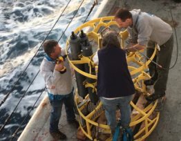 This crew of great scientists troubleshoot the CTD. From left: Dana Greeley (PMEL), Sigrid Salo (PMEL), Ryan McCabe (UW JISAO).