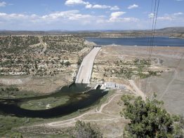 The San Juan River’s Navajo Dam and reservoir above.