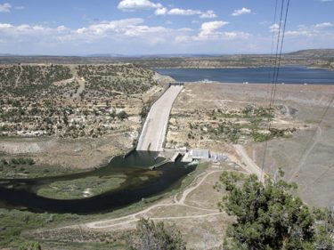 The San Juan River’s Navajo Dam and reservoir above.