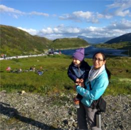 Peralta Ferriz in Norway with her son, who turned two during the fellowship.