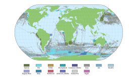 WhaleVis world map showing data on global whale catches and whaling routes.